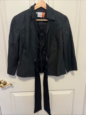 Maggy London Black Textured Tie-Front Blazer
